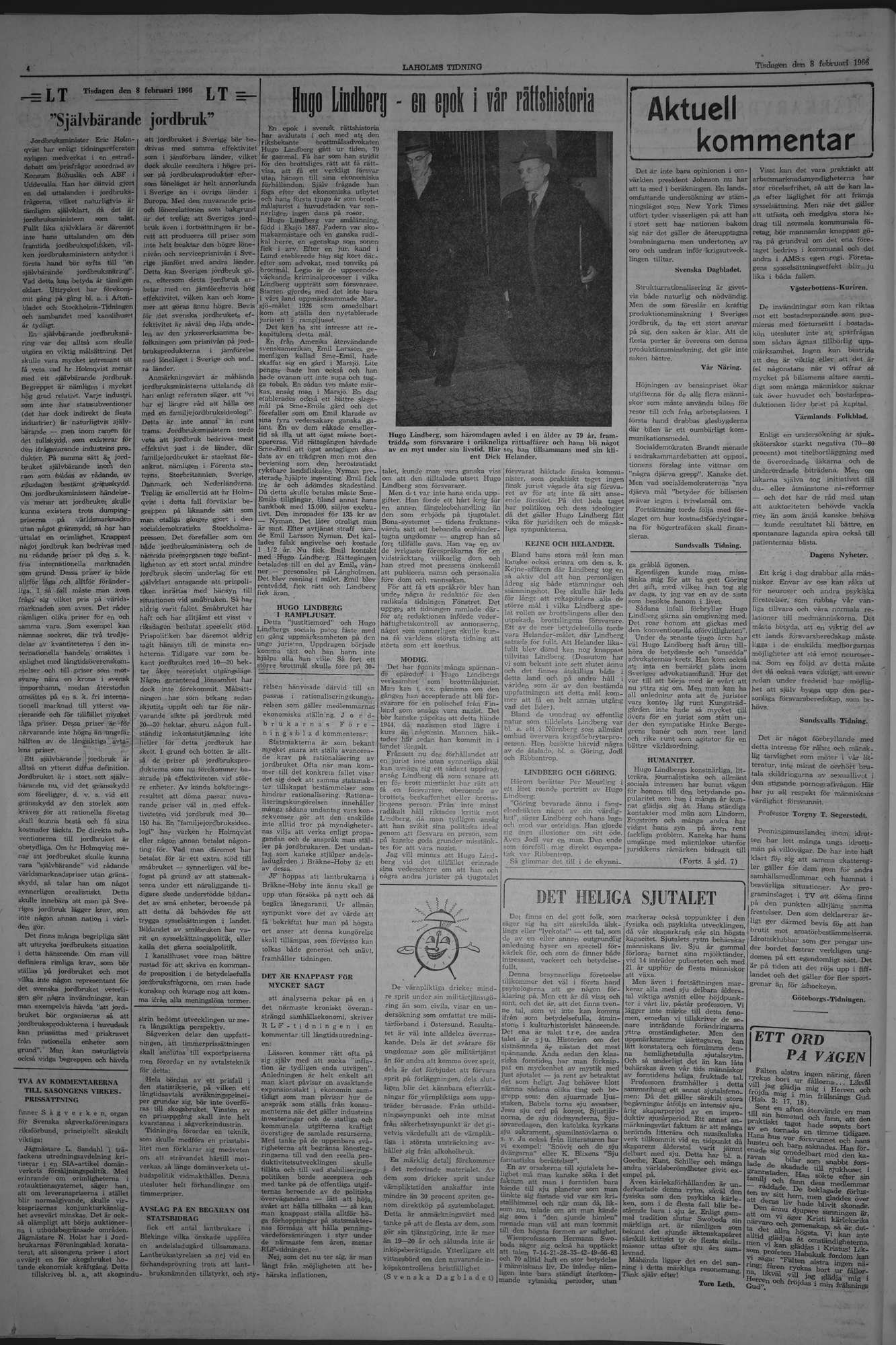 Laholms Tidning Tisdag 8 februari 1966, sida 4