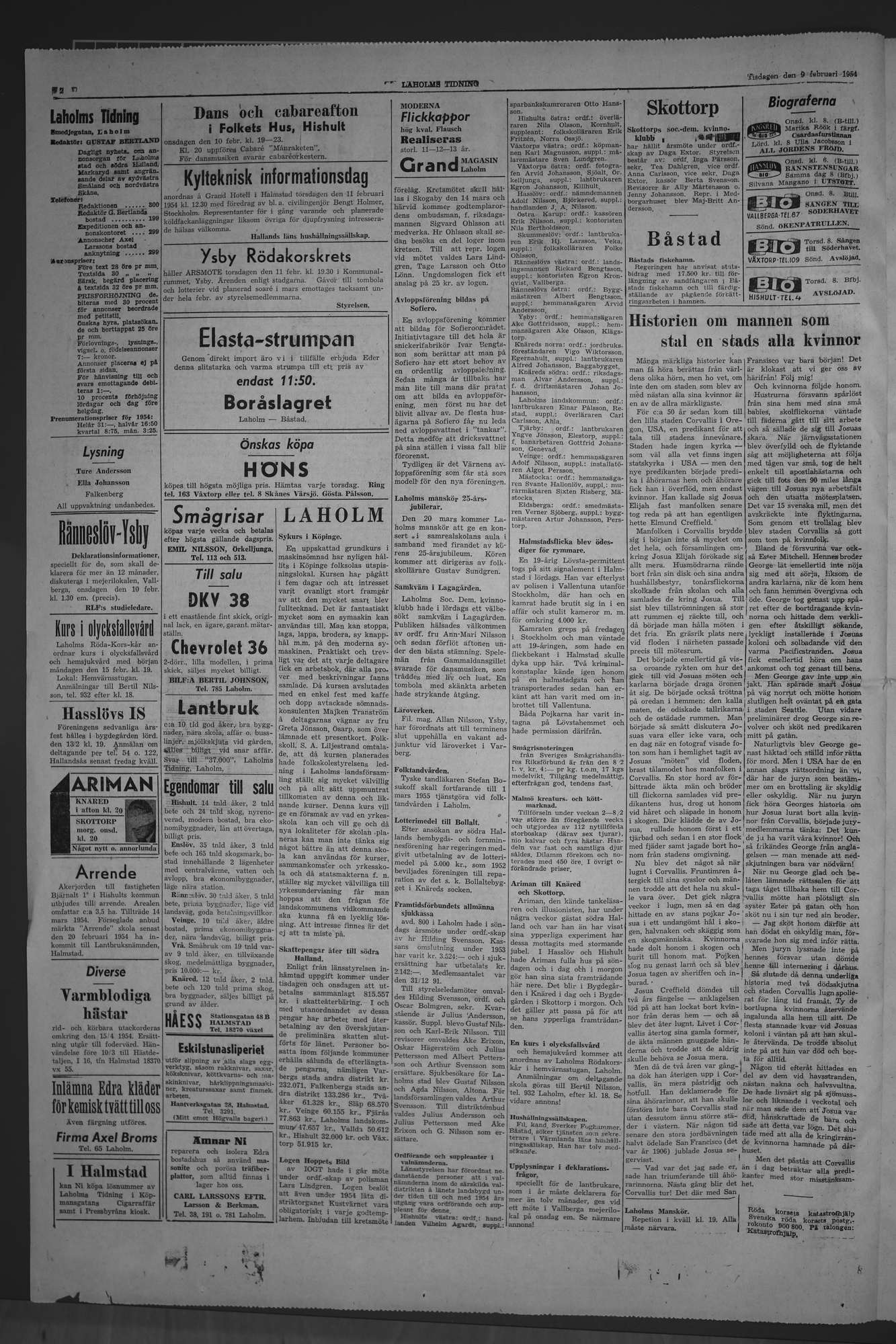 Laholms Tidning Tisdag 9 februari 1954, sida 2