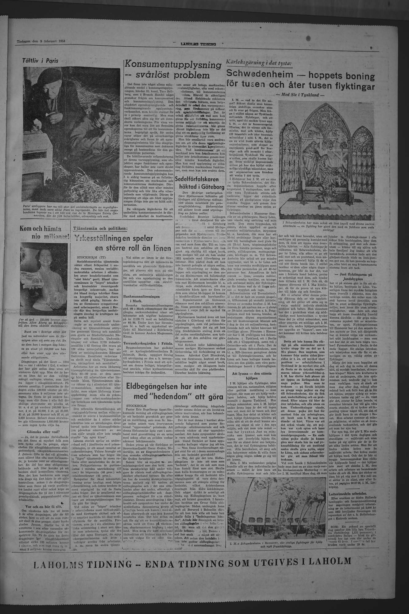 Laholms Tidning Tisdag 9 februari 1954, sida 5