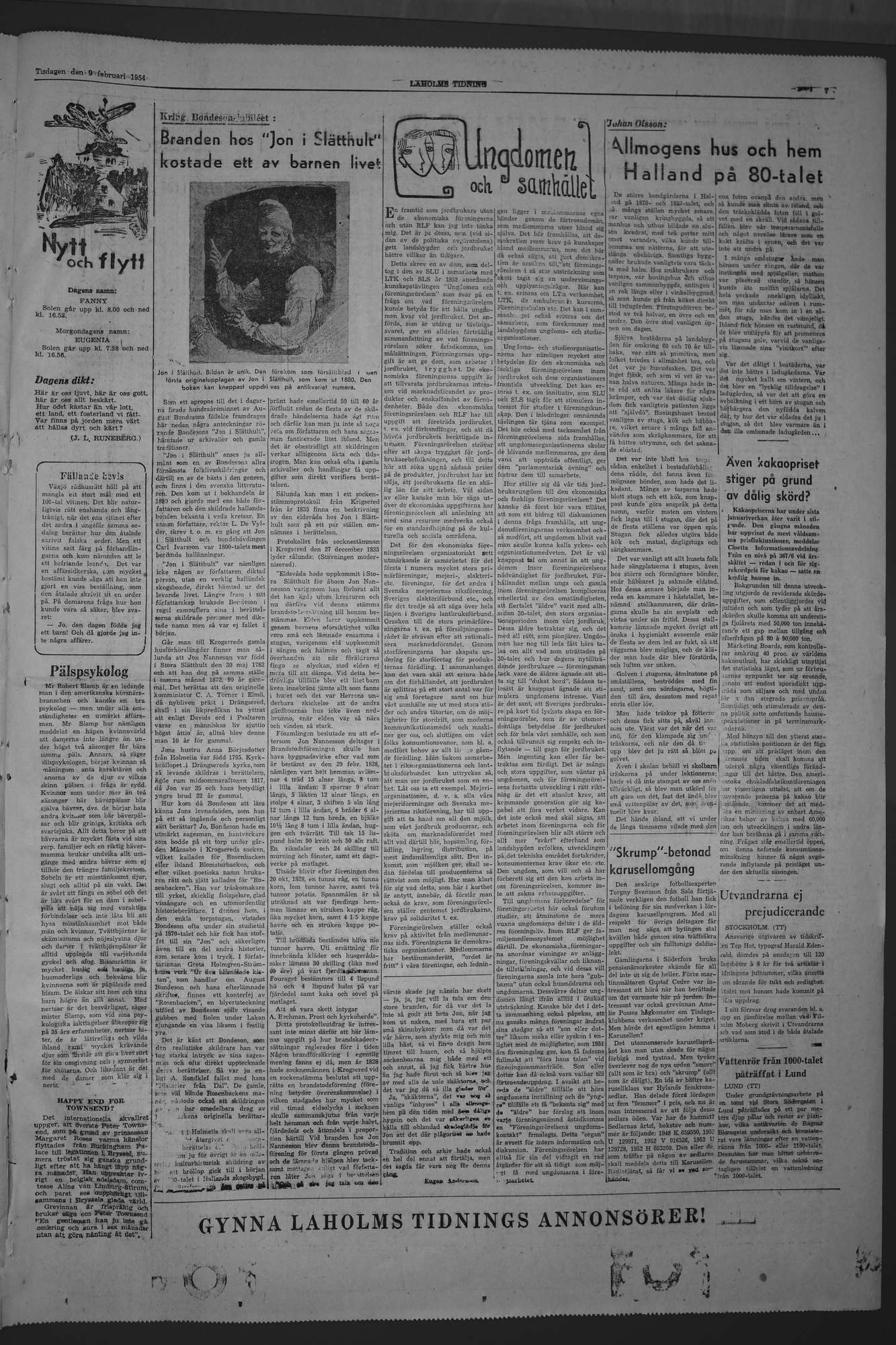 Laholms Tidning Tisdag 9 februari 1954, sida 7