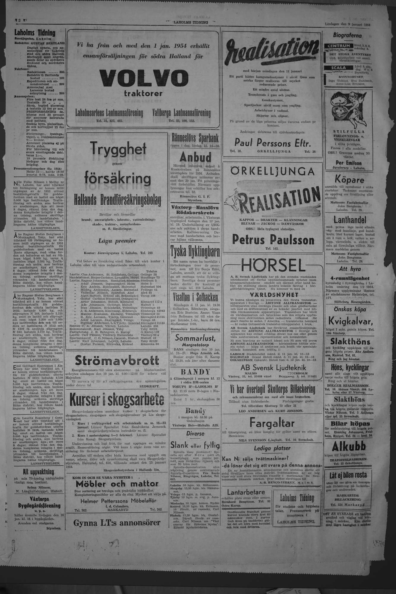Laholms Tidning Lördag 9 januari 1954, sida 2