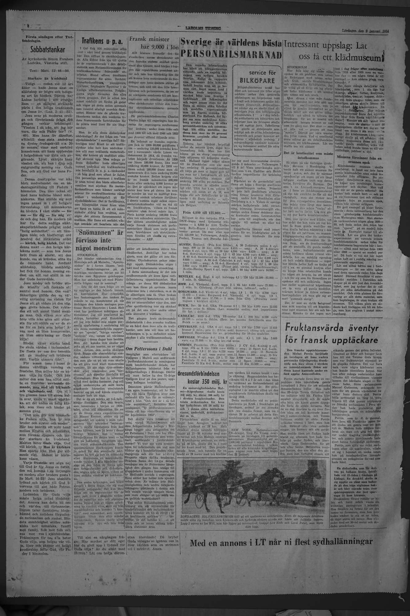 Laholms Tidning Lördag 9 januari 1954, sida 6