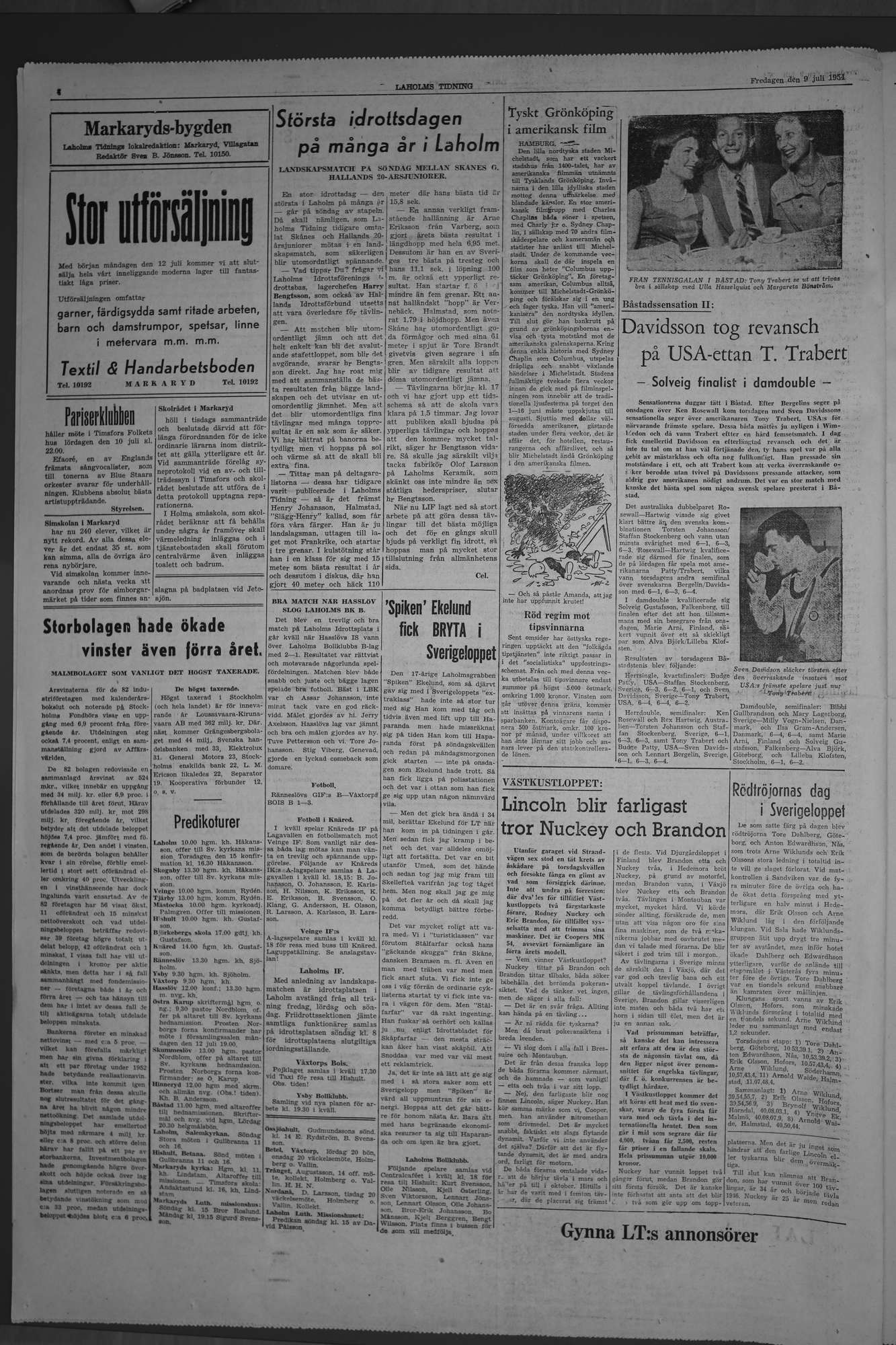 Laholms Tidning Fredag 9 juli 1954, sida 4