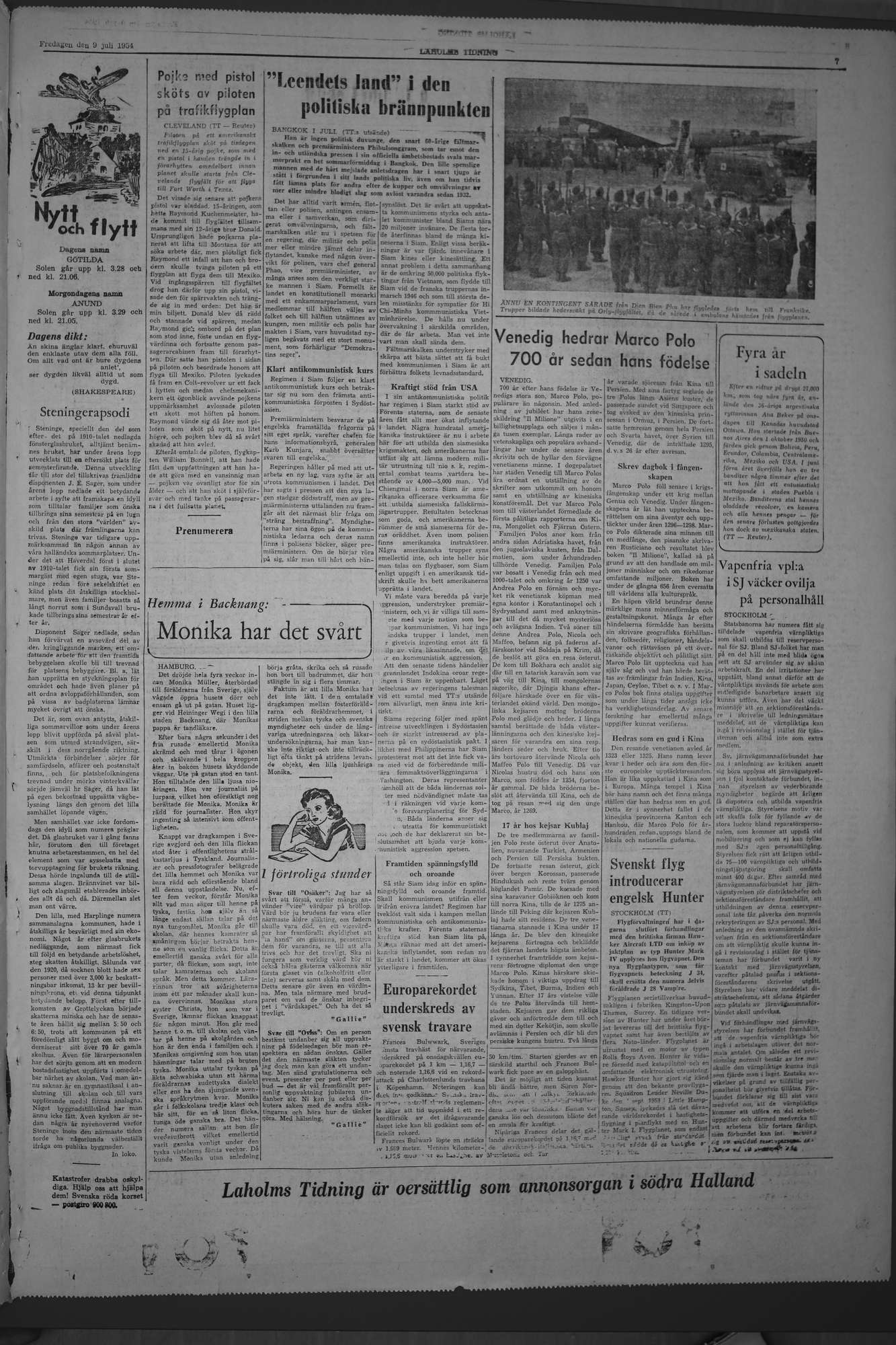 Laholms Tidning Fredag 9 juli 1954, sida 7