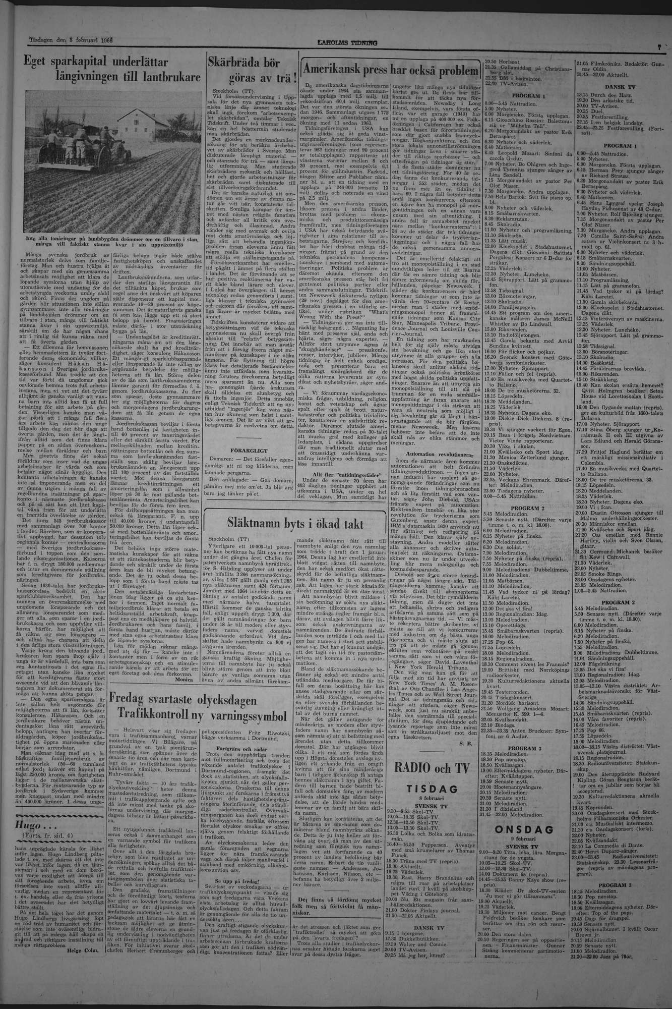 Laholms Tidning Tisdag 8 februari 1966, sida 7