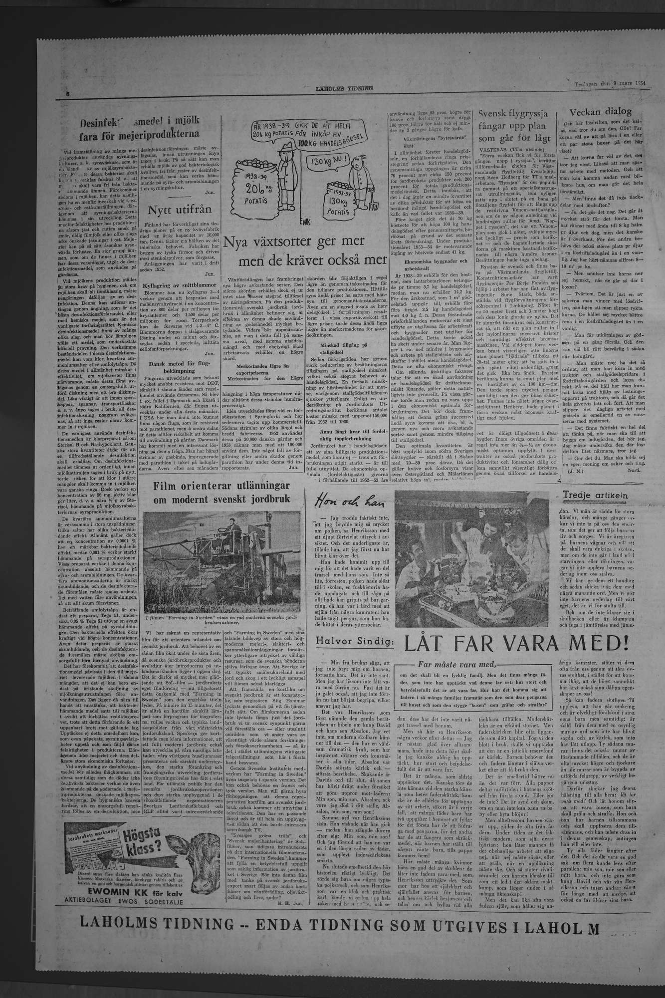Laholms Tidning Tisdag 9 mars 1954, sida 6