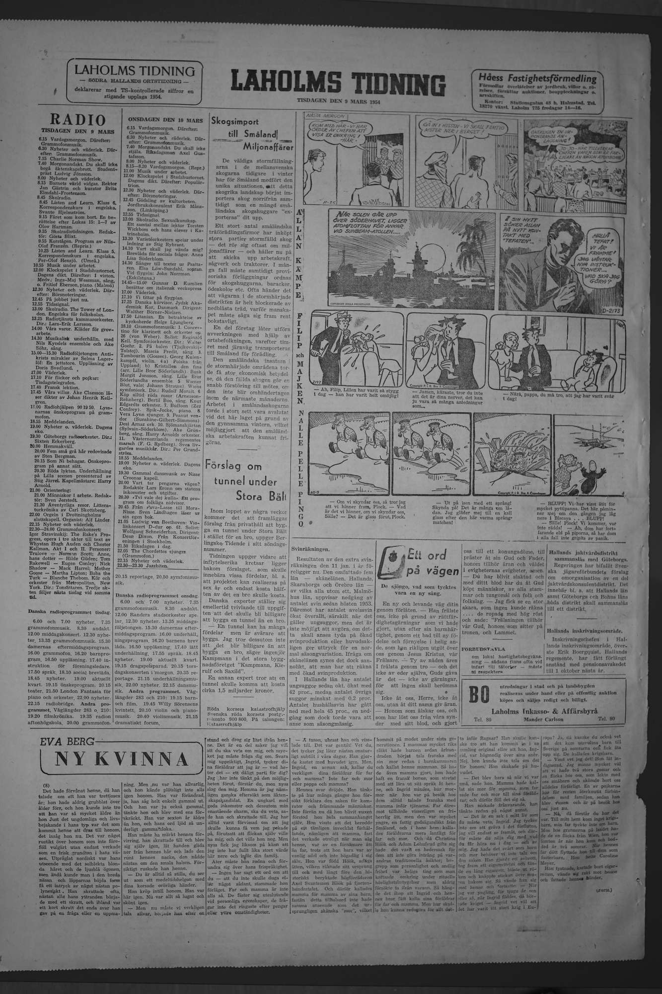Laholms Tidning Tisdag 9 mars 1954, sida 8