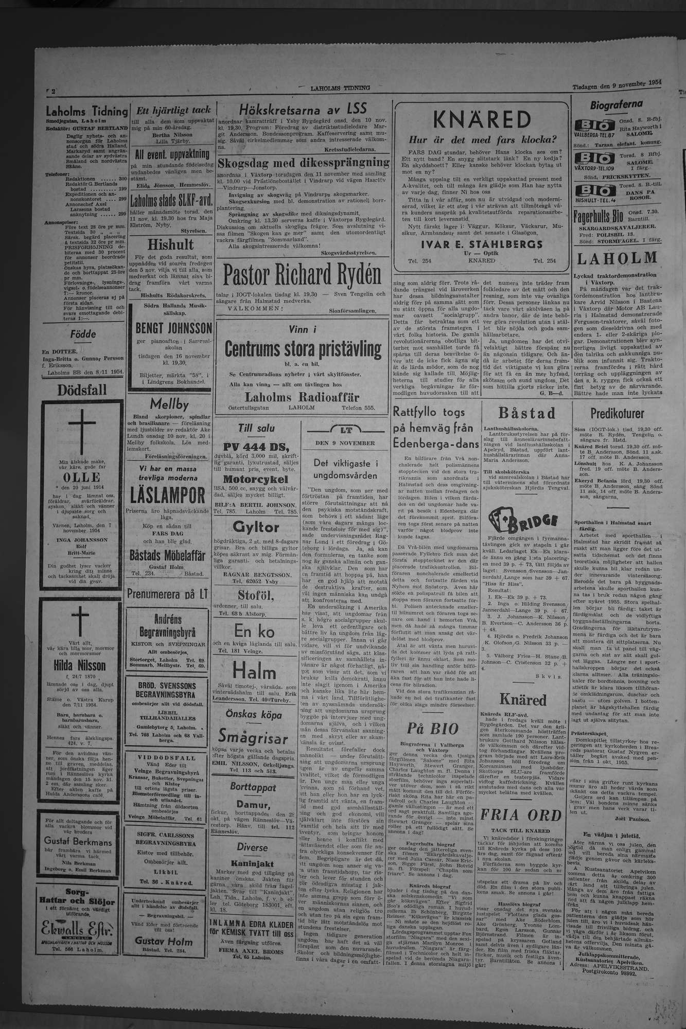 Laholms Tidning Tisdag 9 november 1954, sida 2