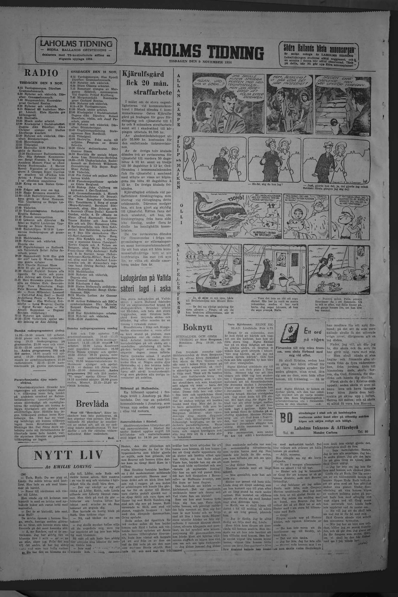 Laholms Tidning Tisdag 9 november 1954, sida 8