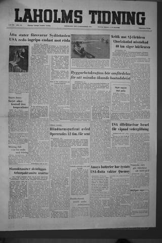 Förstasidan, Torsdag 9 september 1954