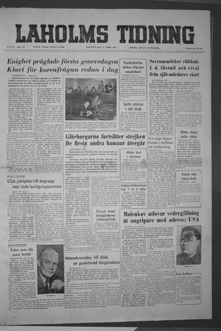 Förstasidan, Tisdag 27 april 1954