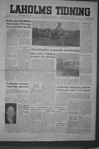 Förstasidan, Tisdag 24 augusti 1954