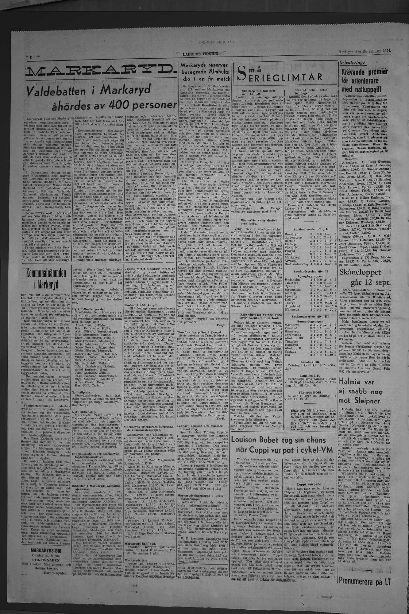 Laholms Tidning Tisdag 24 augusti 1954, sida 4