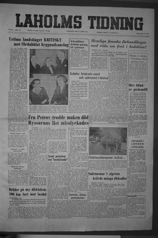 Förstasidan, Onsdag 21 april 1954