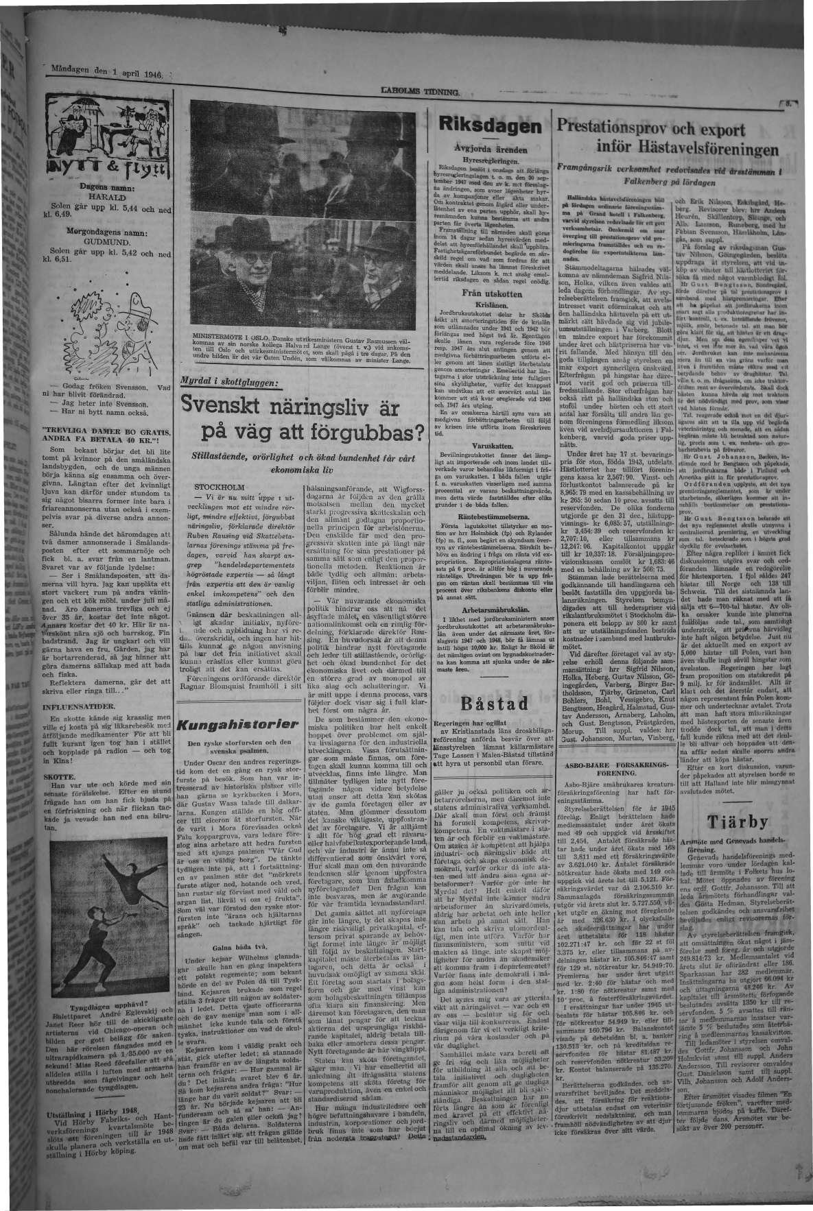 Laholms Tidning Måndag 1 april 1946, sida 5