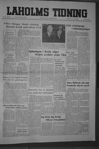 Förstasidan, Torsdag 1 december 1955