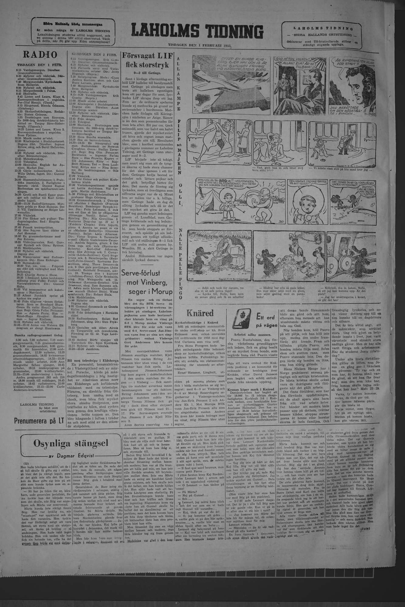 Laholms Tidning Tisdag 1 februari 1955, sida 6