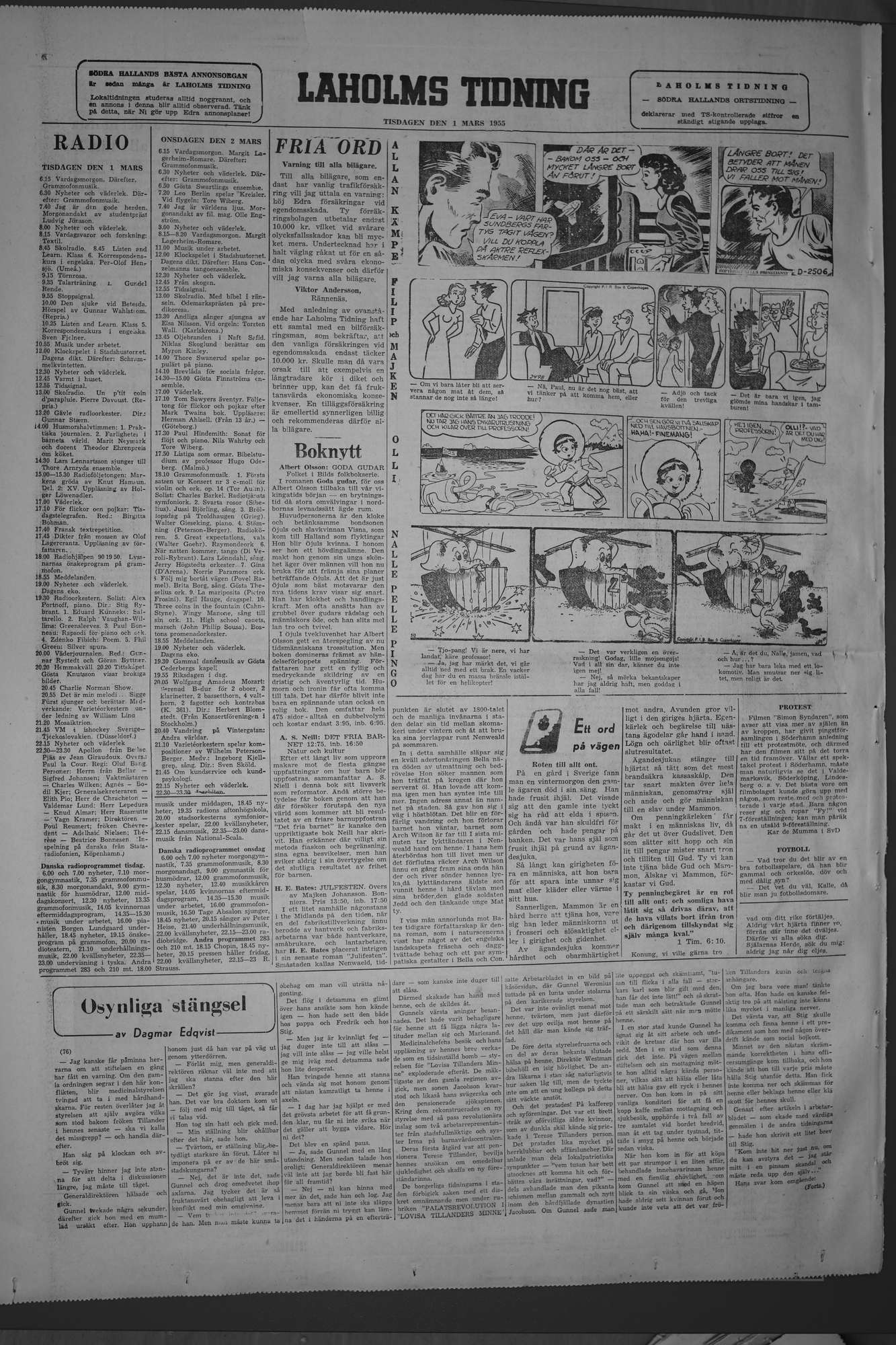 Laholms Tidning Tisdag 1 mars 1955, sida 6