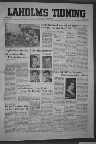 Förstasidan, Tisdag 1 november 1955