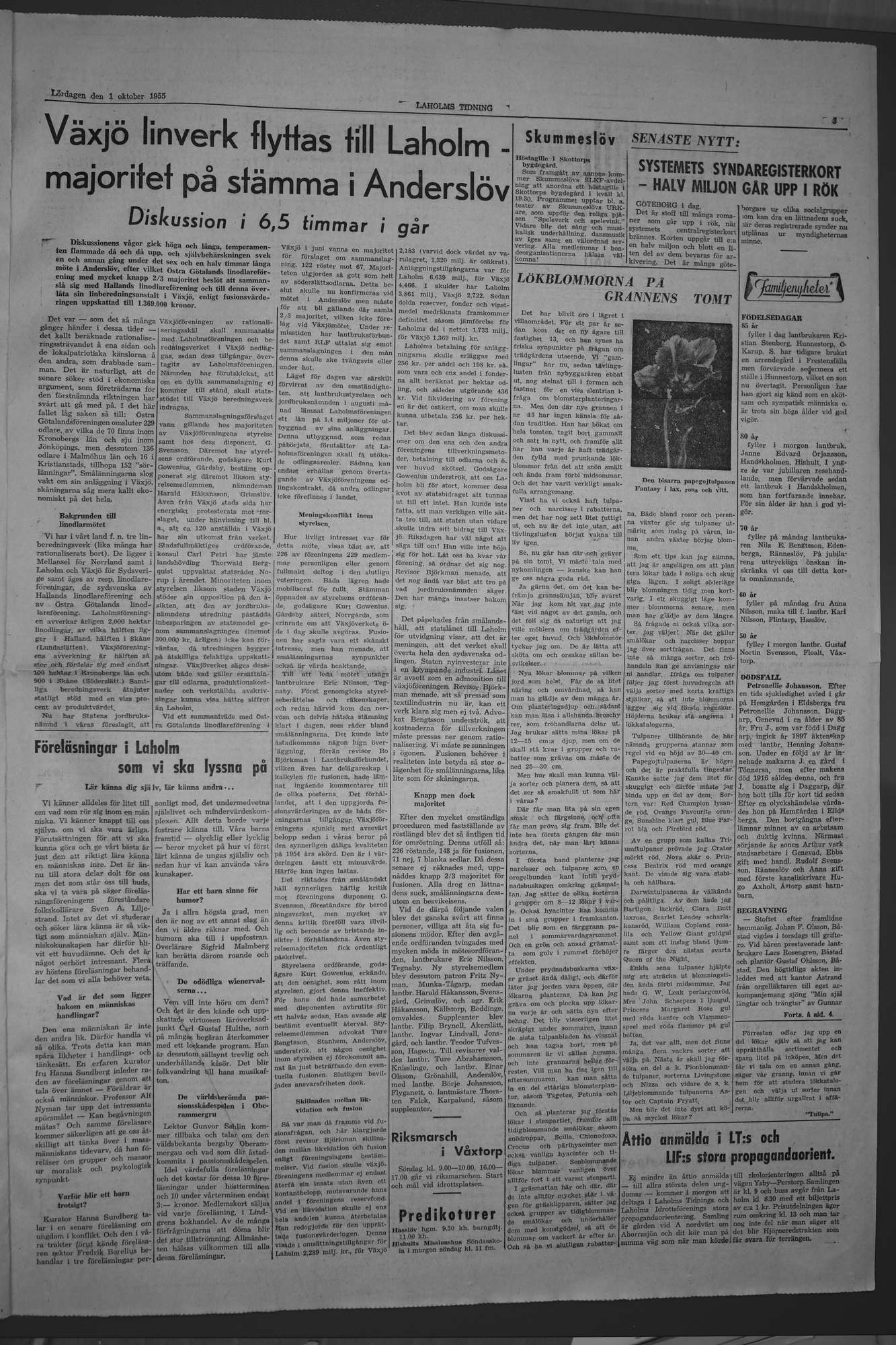 Laholms Tidning Lördag 1 oktober 1955, sida 3