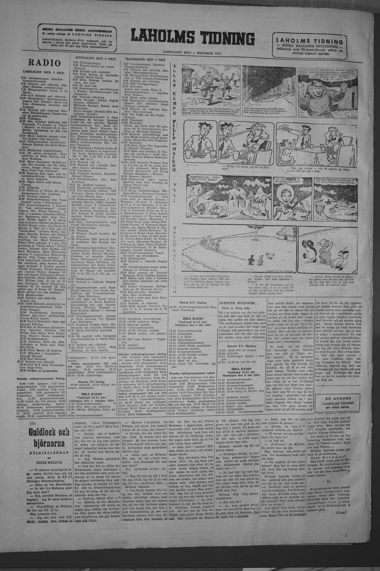 Laholms Tidning Lördag 1 oktober 1955, sida 8