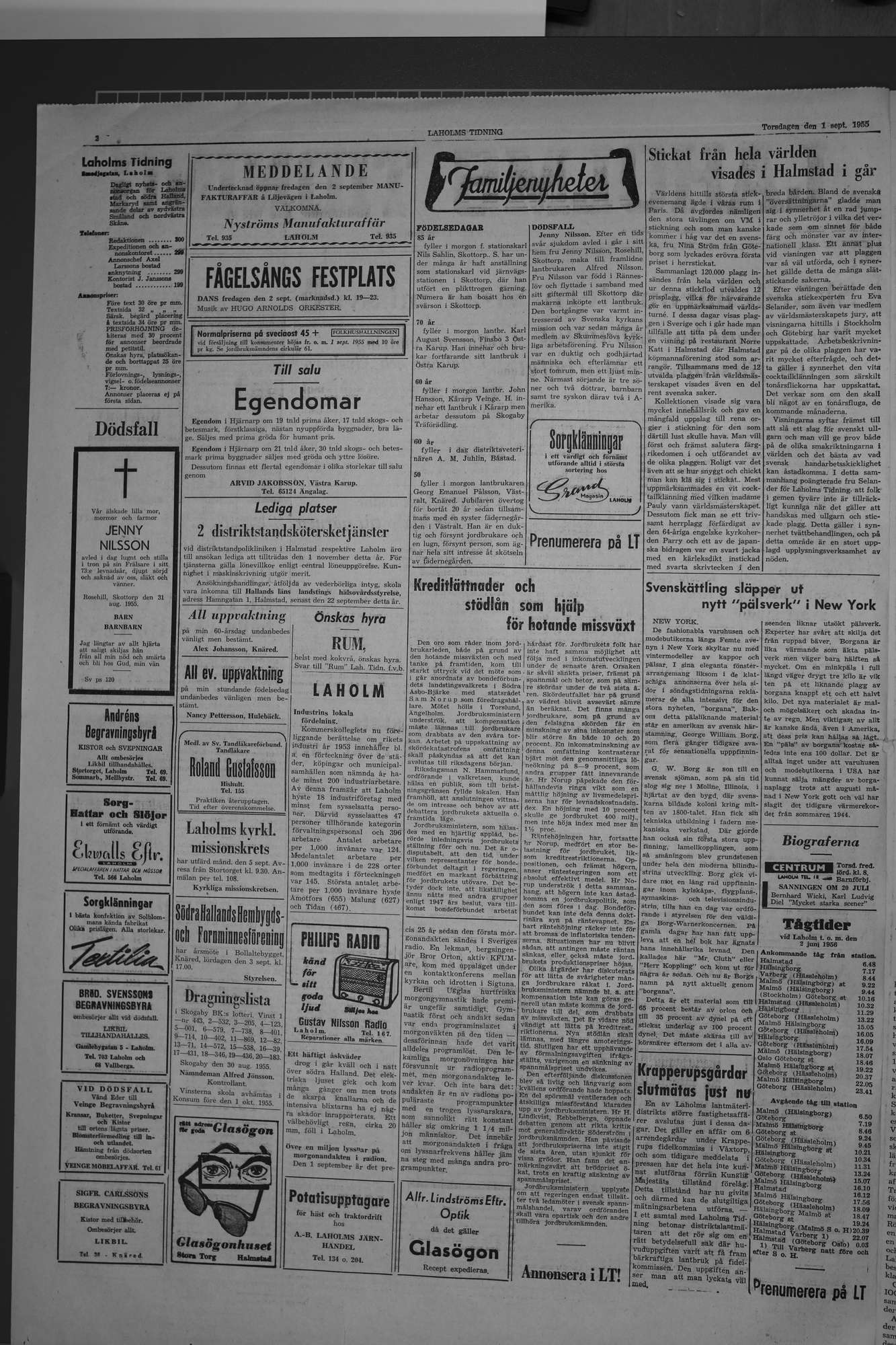 Laholms Tidning Torsdag 1 september 1955, sida 2