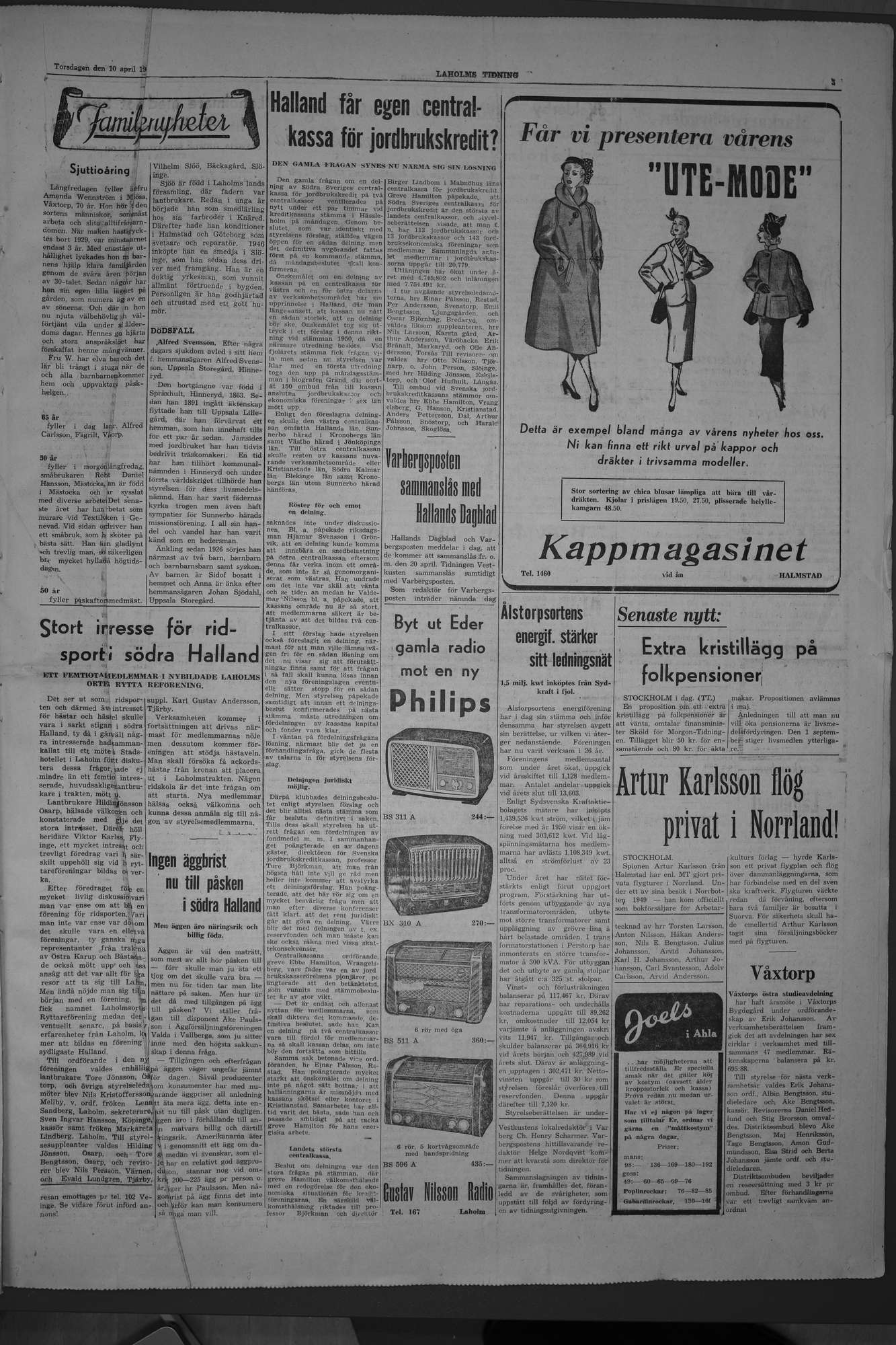 Laholms Tidning Torsdag 10 april 1952, sida 3