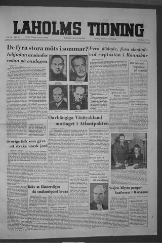 Förstasidan, Tisdag 10 maj 1955