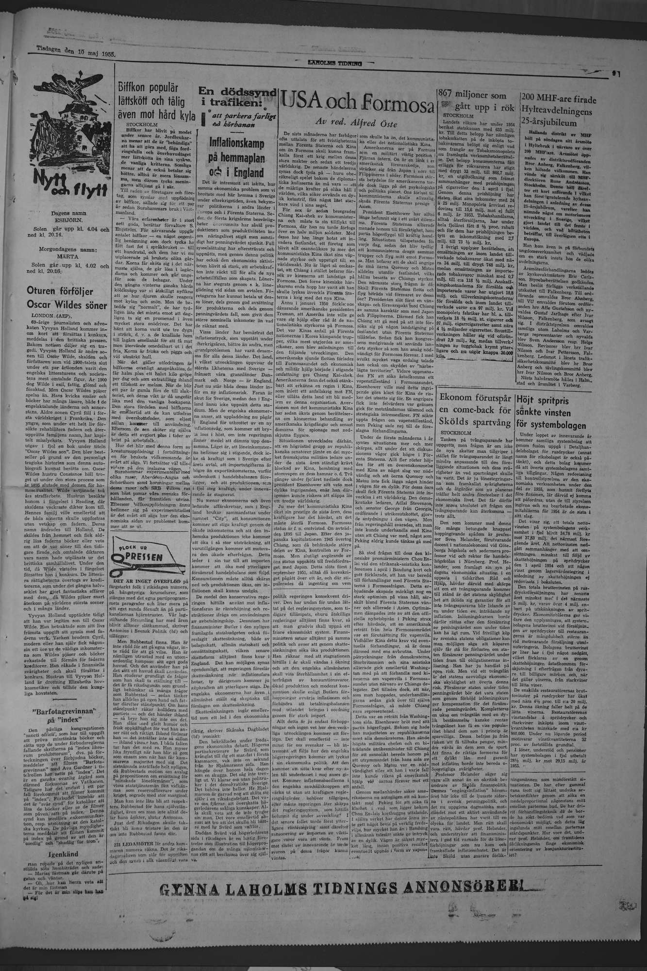 Laholms Tidning Tisdag 10 maj 1955, sida 5