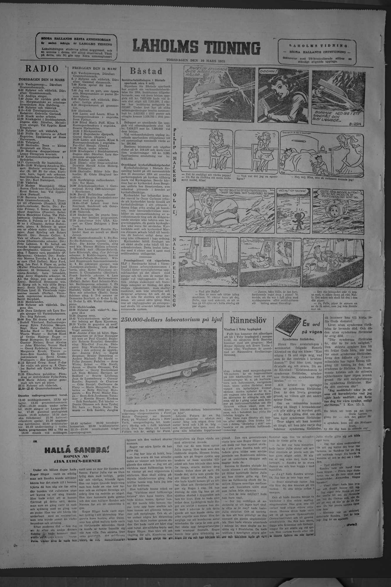 Laholms Tidning Torsdag 10 mars 1955, sida 8