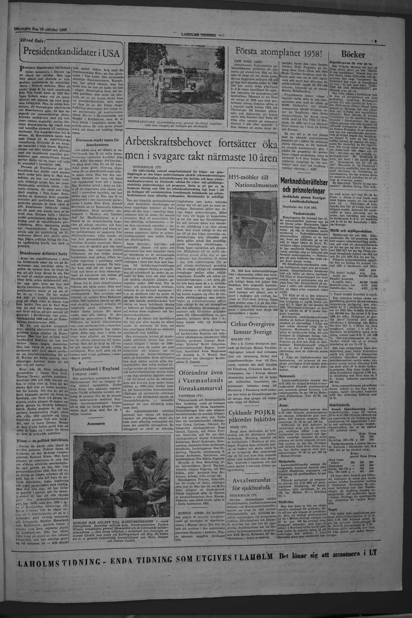 Laholms Tidning Måndag 10 oktober 1955, sida 5