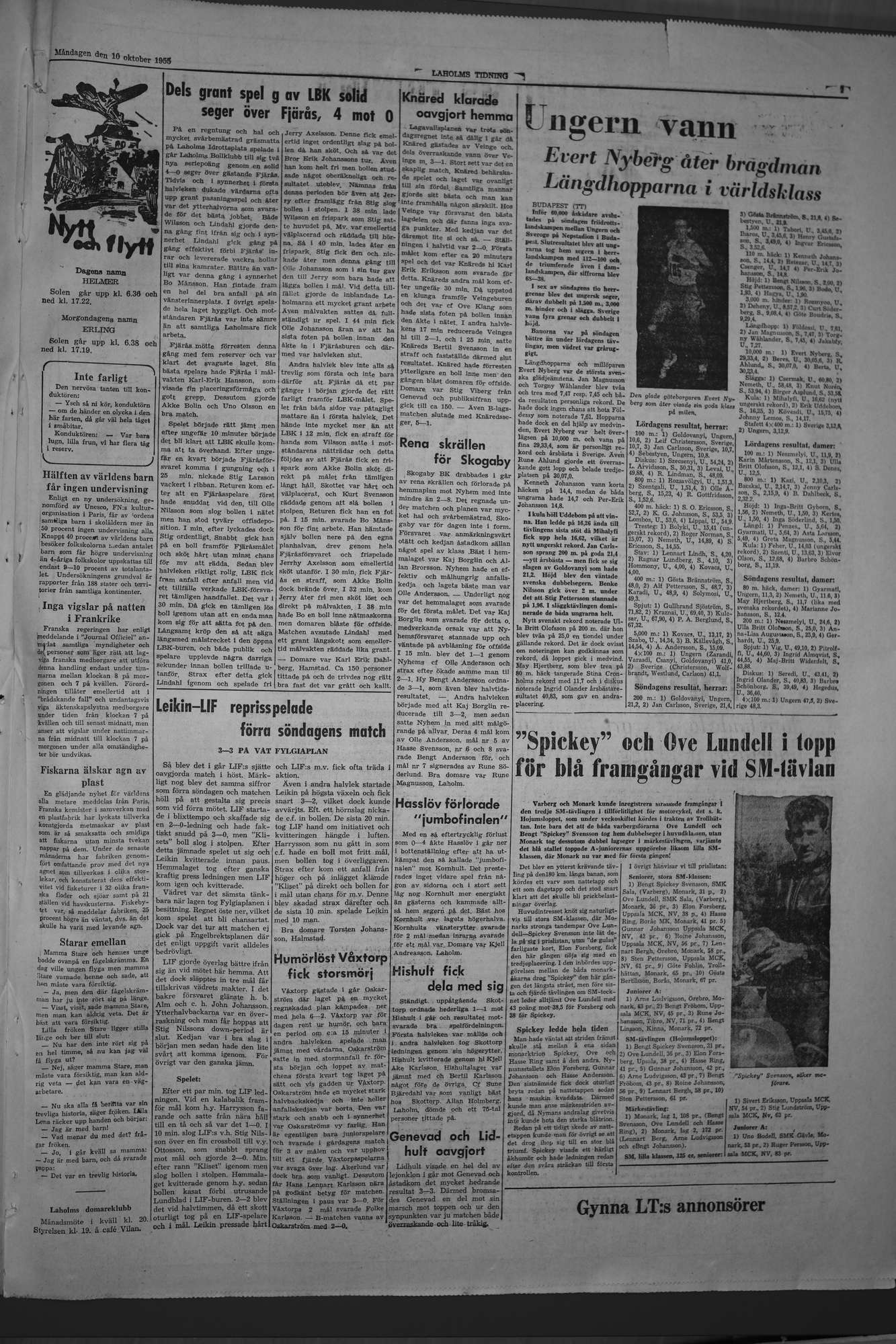 Laholms Tidning Måndag 10 oktober 1955, sida 7
