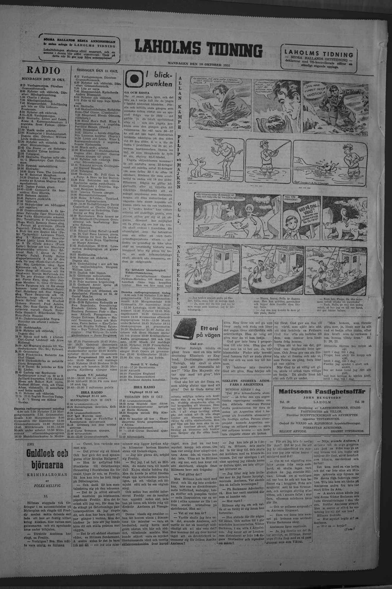 Laholms Tidning Måndag 10 oktober 1955, sida 8