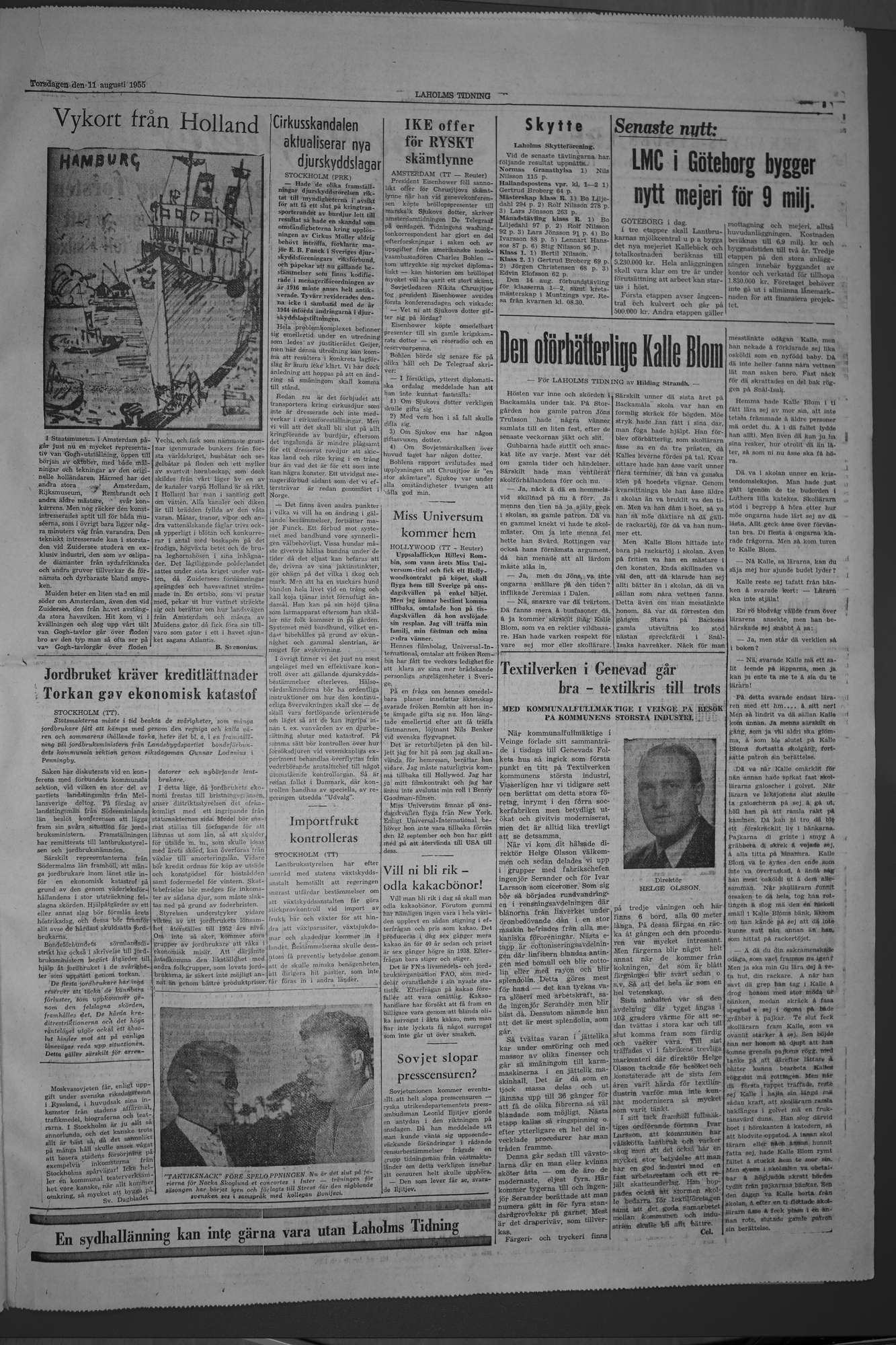Laholms Tidning Torsdag 11 augusti 1955, sida 3