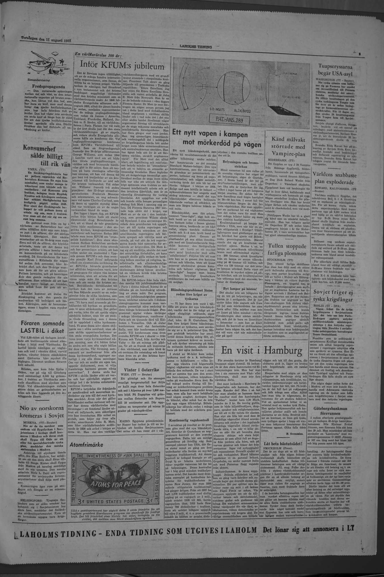 Laholms Tidning Torsdag 11 augusti 1955, sida 5