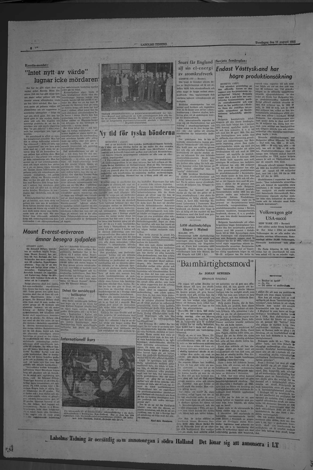 Laholms Tidning Torsdag 11 augusti 1955, sida 6