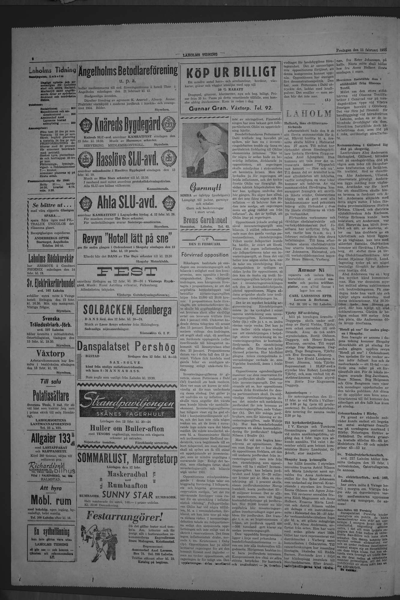 Laholms Tidning Fredag 11 februari 1955, sida 2