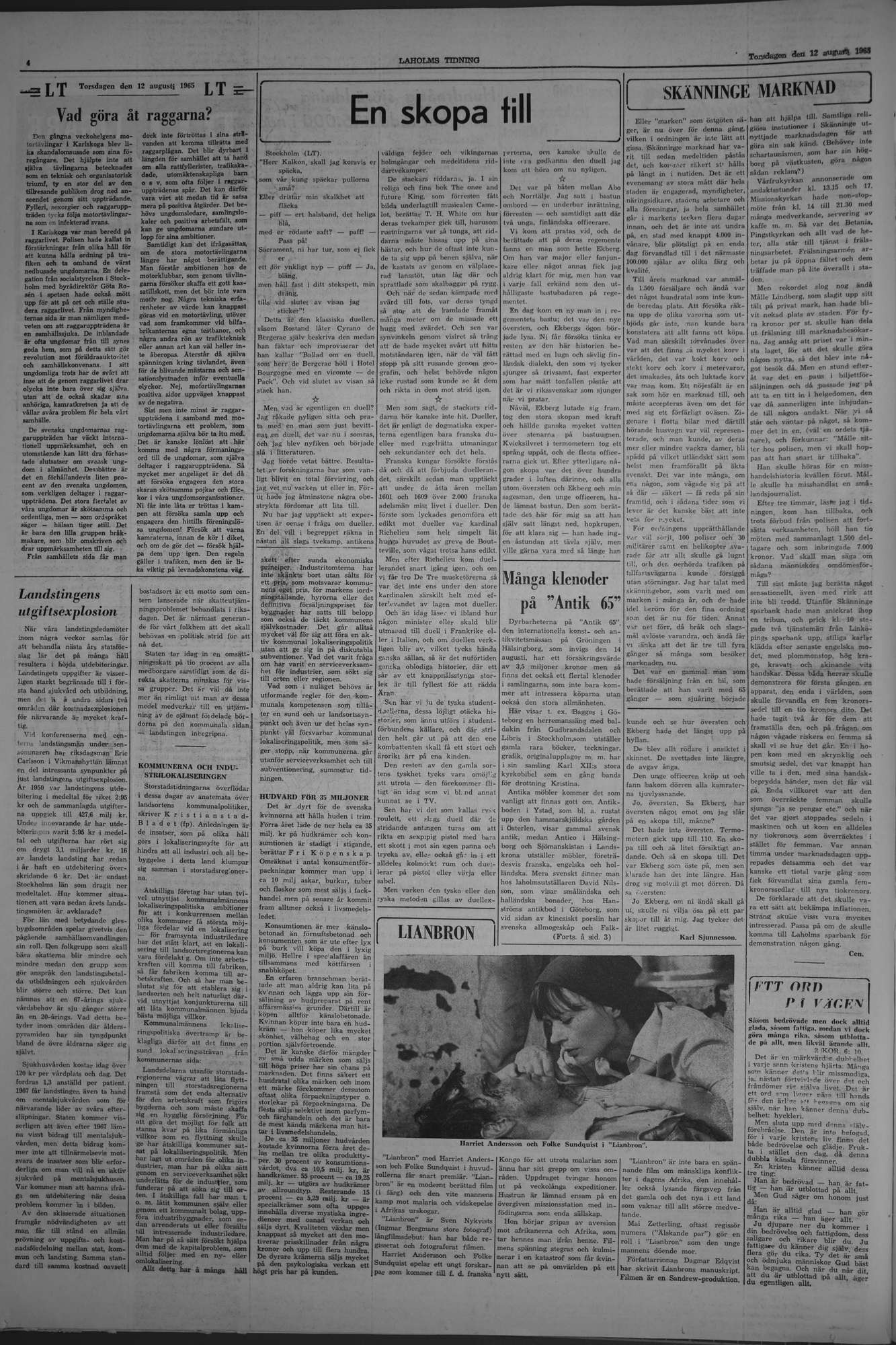Laholms Tidning Torsdag 12 augusti 1965, sida 4