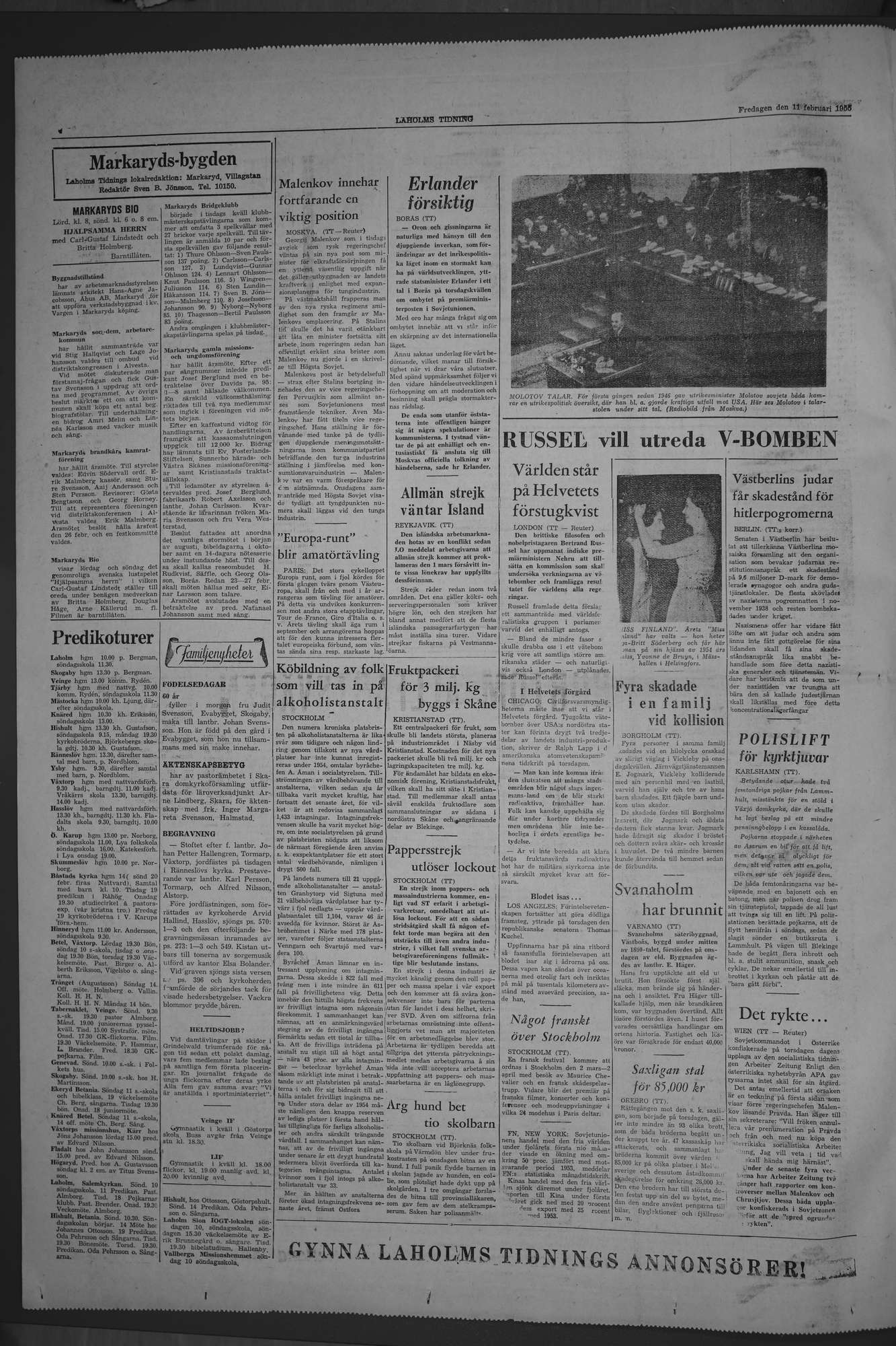 Laholms Tidning Fredag 11 februari 1955, sida 4