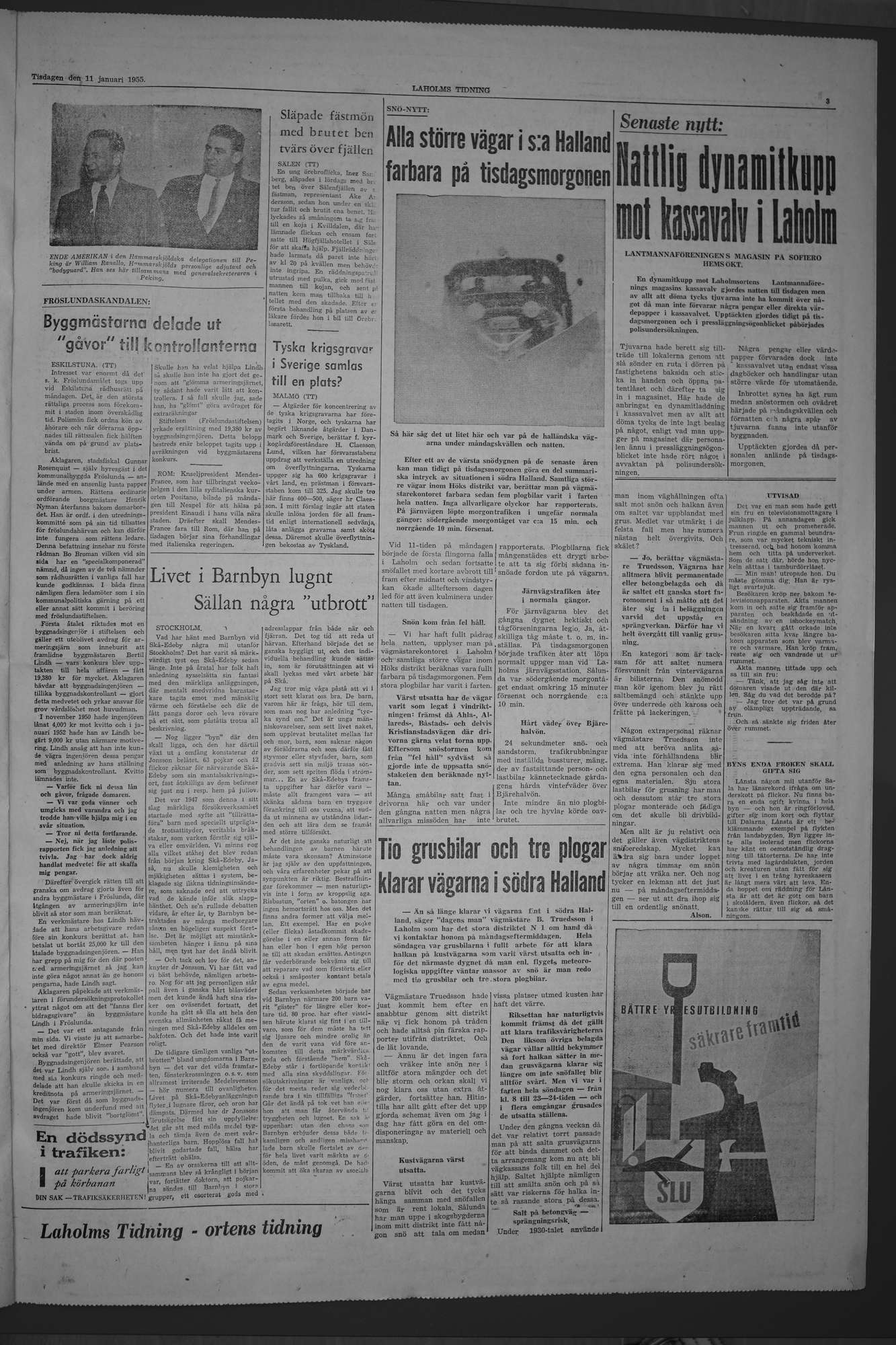 Laholms Tidning Tisdag 11 januari 1955, sida 3