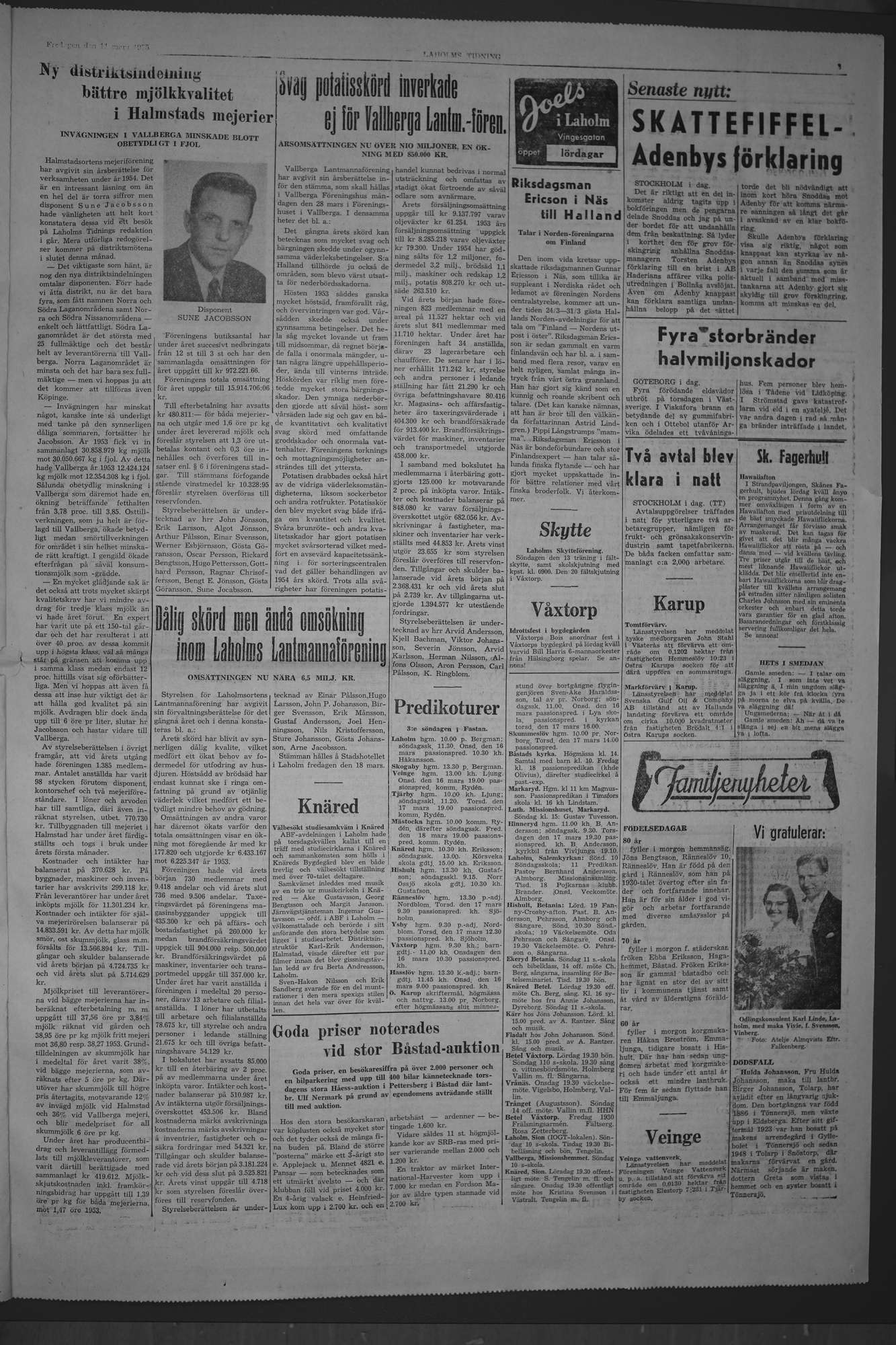 Laholms Tidning Fredag 11 mars 1955, sida 3