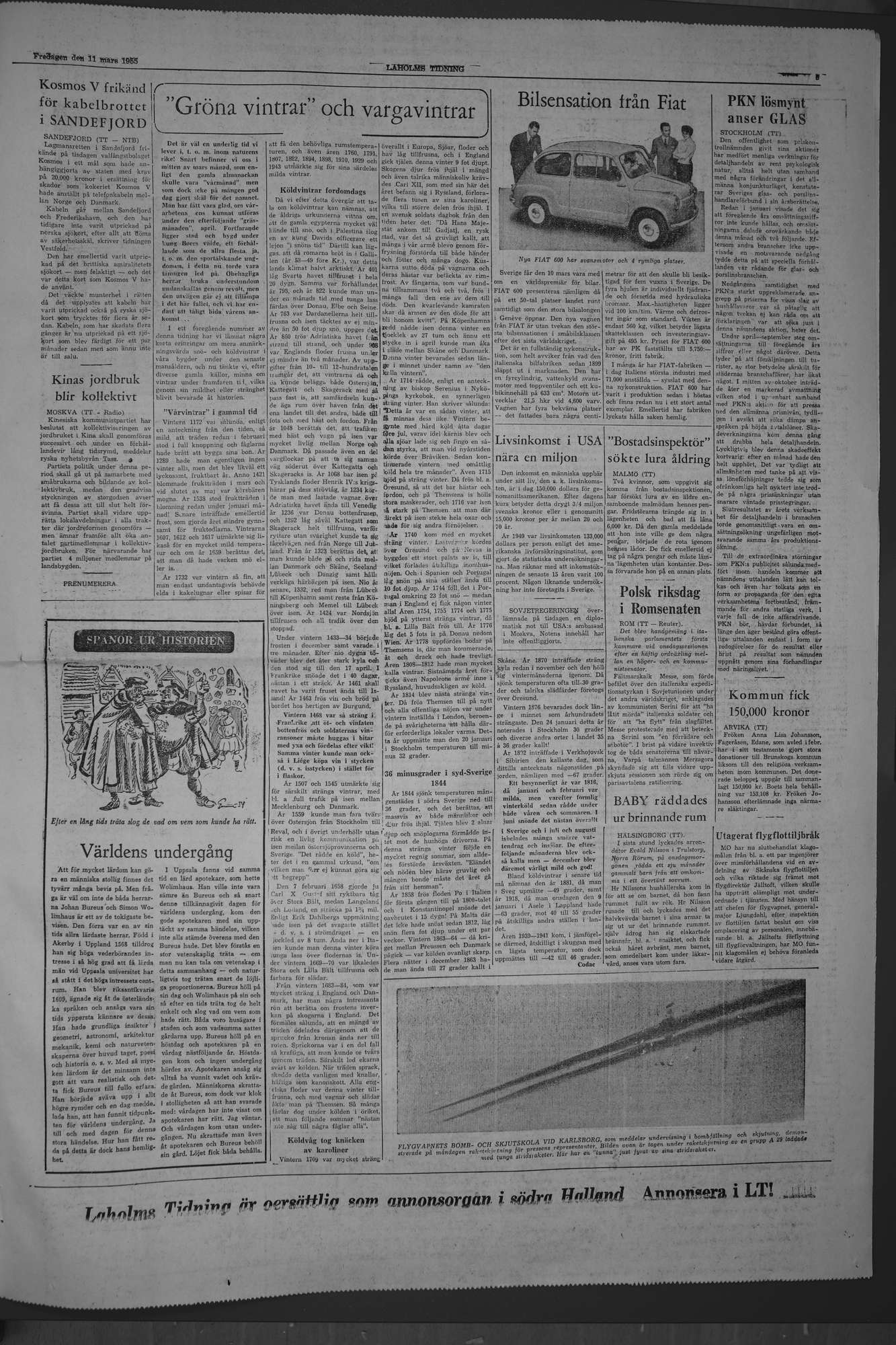 Laholms Tidning Fredag 11 mars 1955, sida 5