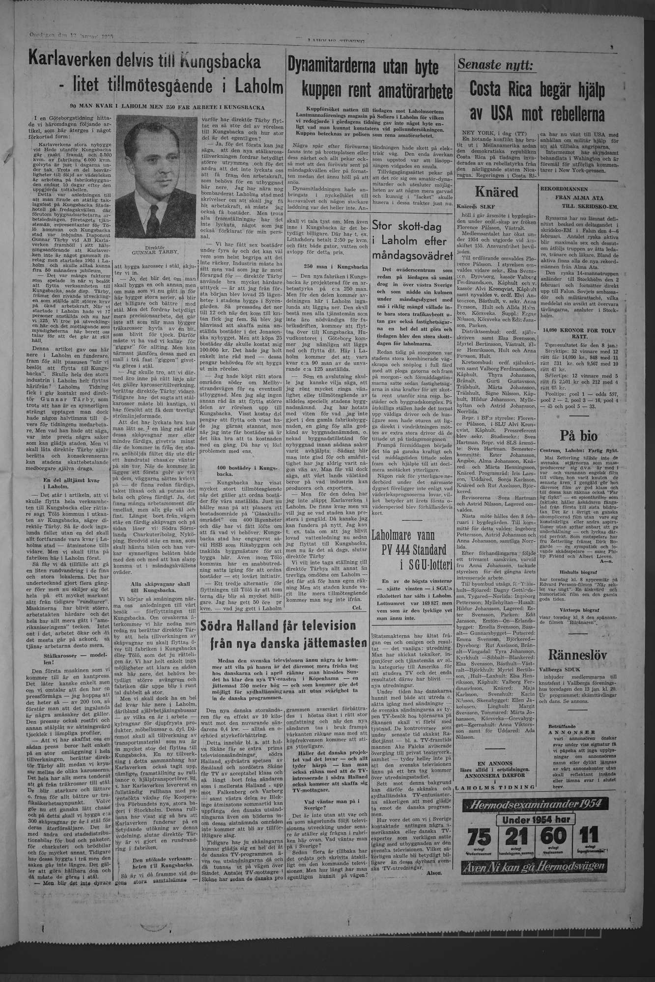 Laholms Tidning Onsdag 12 januari 1955, sida 3