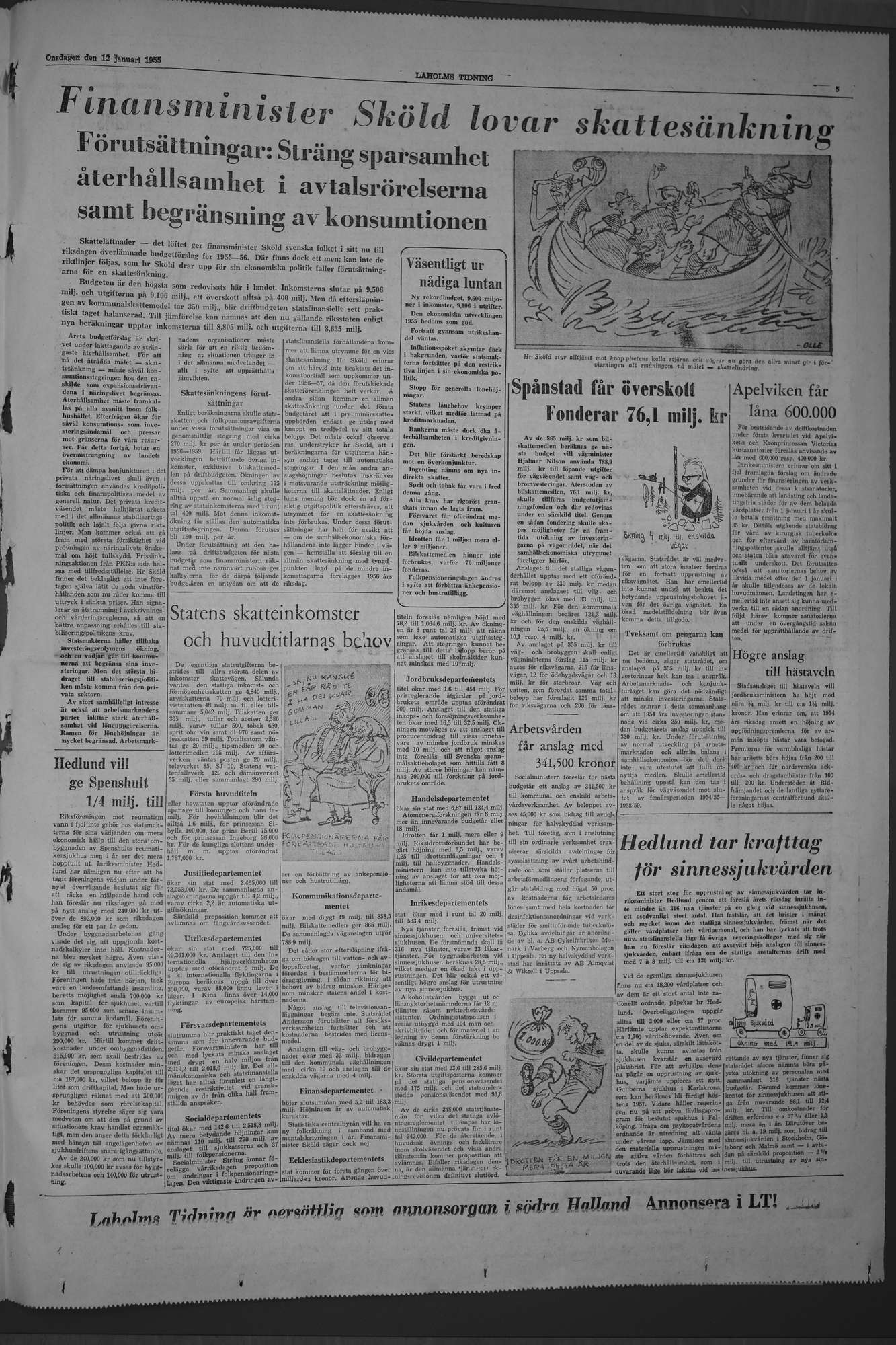 Laholms Tidning Onsdag 12 januari 1955, sida 5