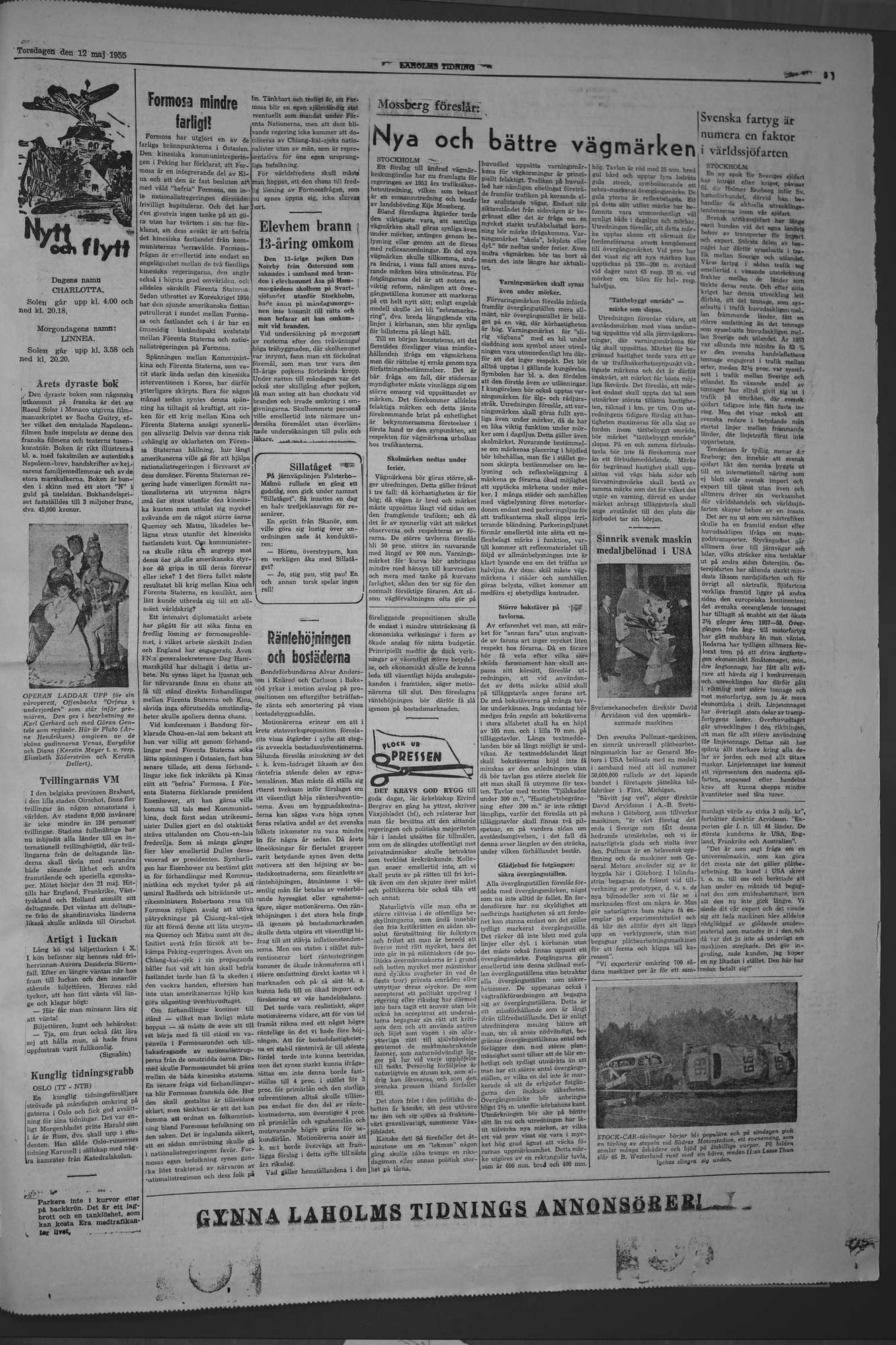 Laholms Tidning Torsdag 12 maj 1955, sida 5