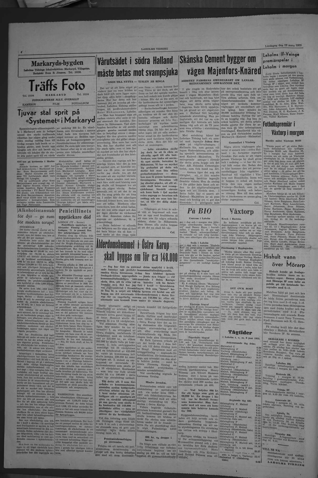 Laholms Tidning Lördag 12 mars 1955, sida 4