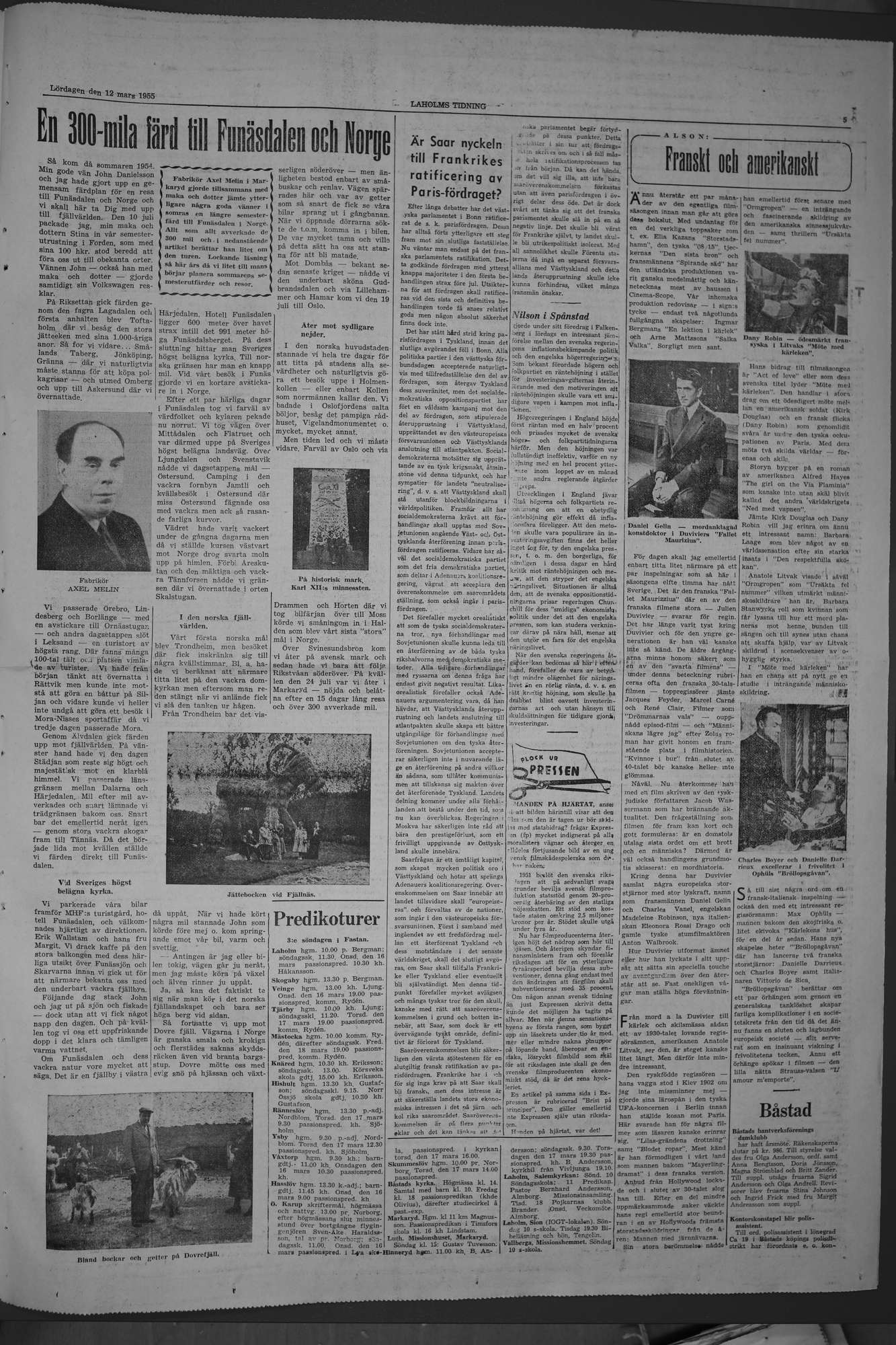Laholms Tidning Lördag 12 mars 1955, sida 5