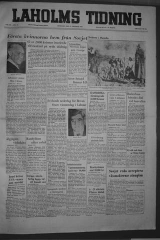 Förstasidan, Onsdag 12 oktober 1955