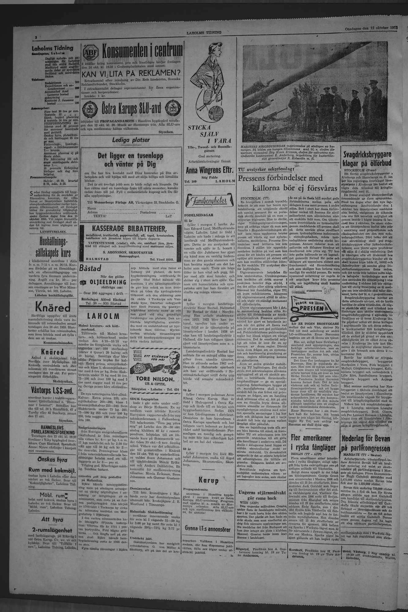 Laholms Tidning Onsdag 12 oktober 1955, sida 2