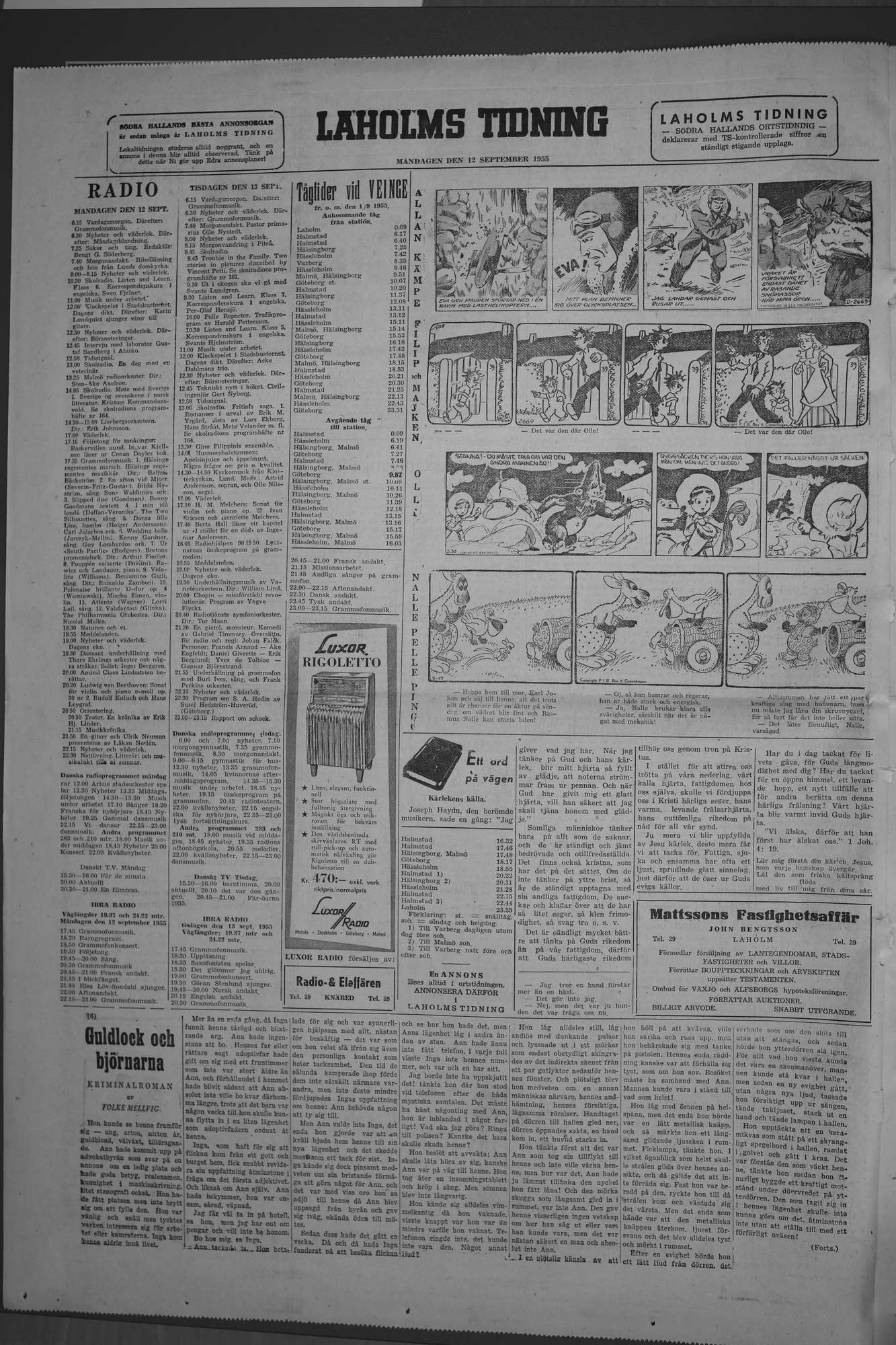 Laholms Tidning Måndag 12 september 1955, sida 8